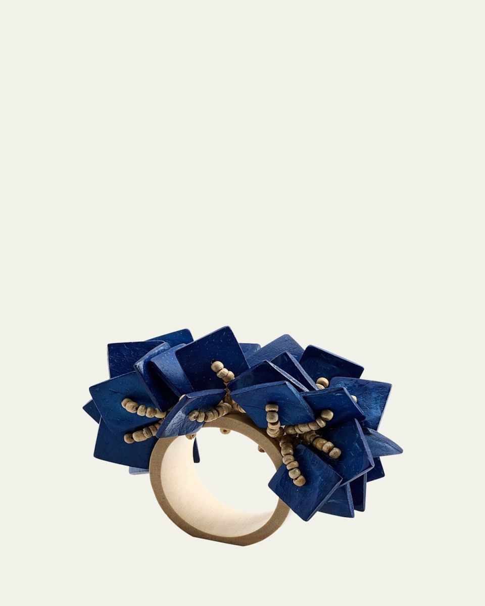 Royal Blue Wood Tassel Napkin Ring